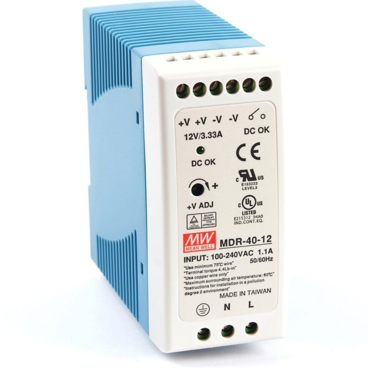 منبع تغذیه سوئیچینگ ریلی مینول 12V-3.3A - MDR40-12